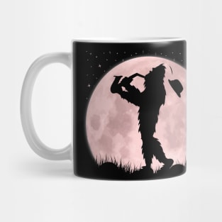 Bigfoot Playing Saxophone Full Moon Mug